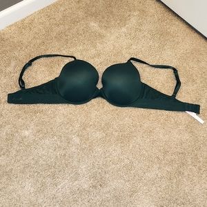 PINK Victoria's Secret lightly lined demi bra, 34DD, dark forest green